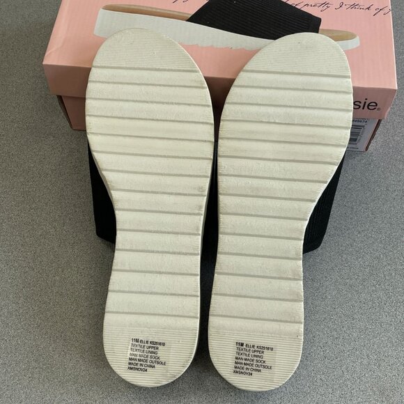 NEW Kensie Ellie Women's US 11 Black Slide Wedge Knit Sandals - Picture 4 of 6